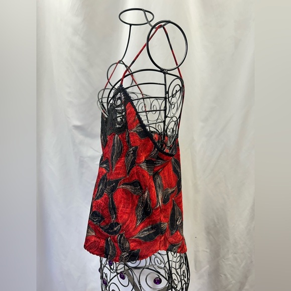 Vintage FArr West red and black lace trim cami size M - Picture 5 of 8